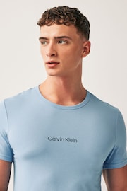 Calvin Klein Blue Chrome Slogan T-Shirt And Shorts Set - Image 3 of 6