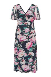 Yours London Curve Navy Blue Floral Print Wrap Maxi Dress - Image 5 of 5