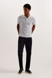 Ted Baker Grey Adio Textured Front Polo Shirt - Image 4 of 6