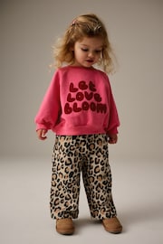 Bright Pink Printed Sweatshirt and Wide Leg Set (3mths-7yrs) - Image 1 of 3