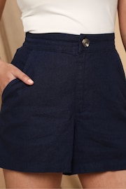 Threadbare Blue Linen Blend Shorts - Image 4 of 4