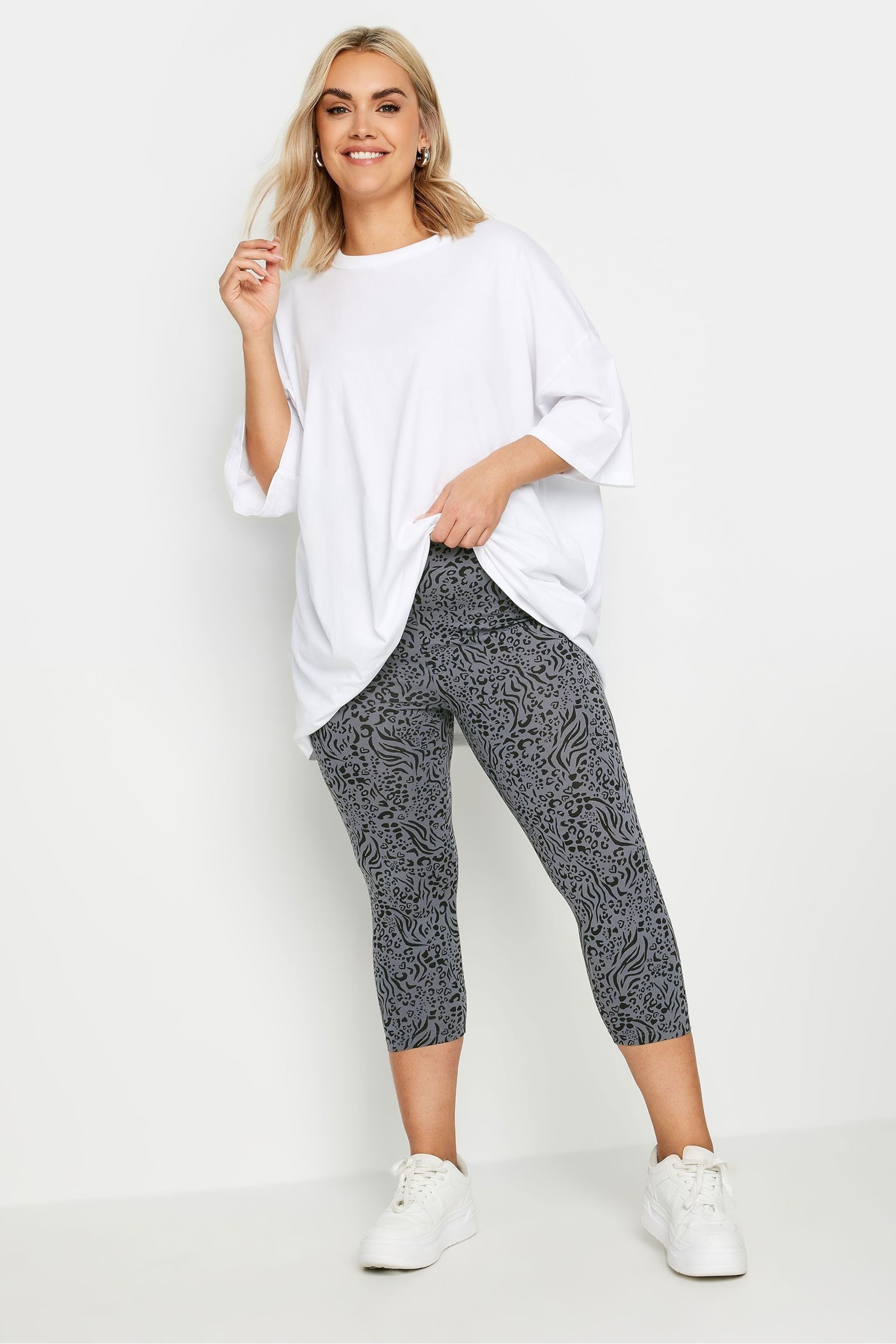 Yours Curve Grey Cropped Leggings 2 Pack - Image 2 of 6