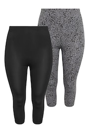 Yours Curve Grey Cropped Leggings 2 Pack - Image 6 of 6