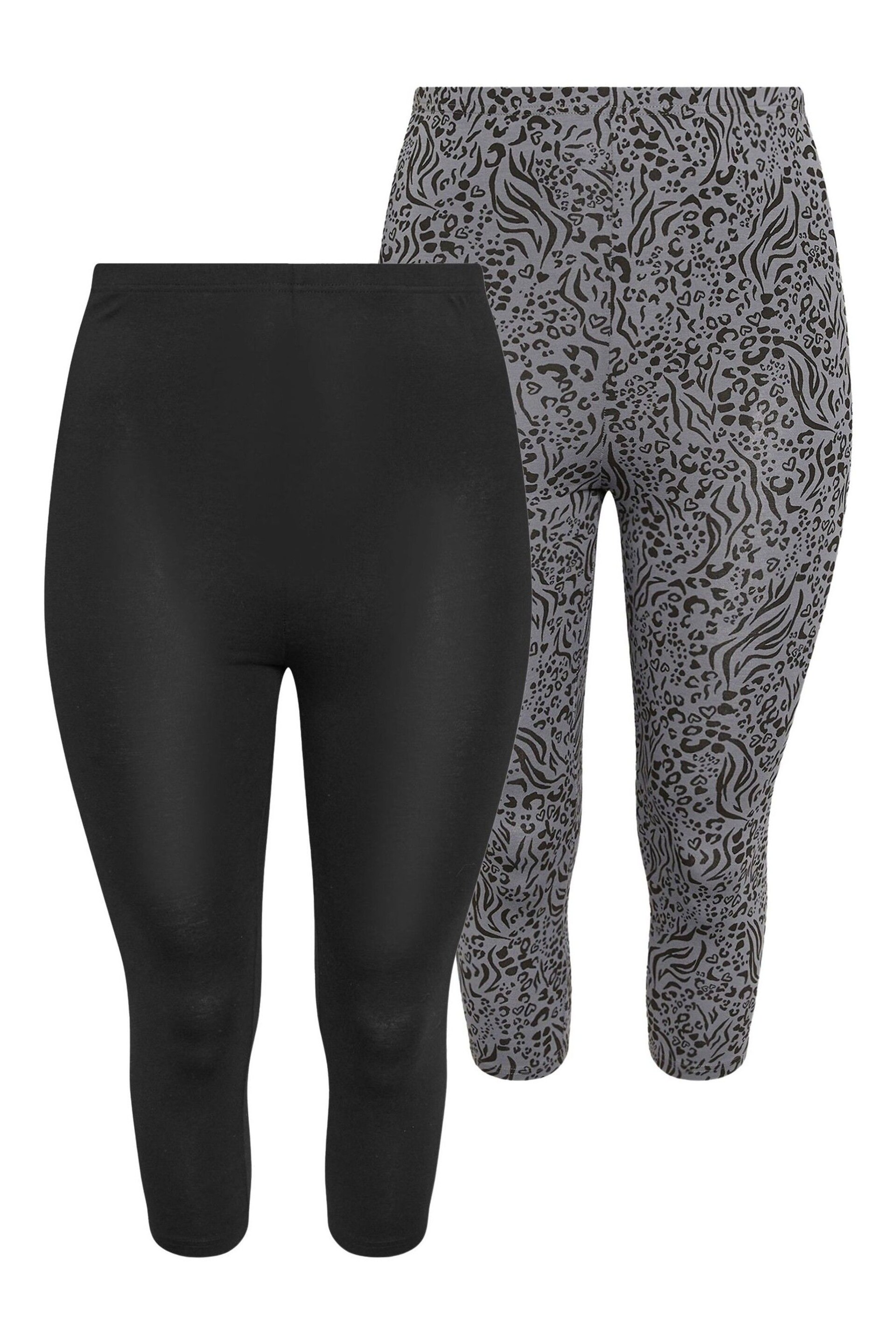 Yours Curve Grey Cropped Leggings 2 Pack - Image 6 of 6