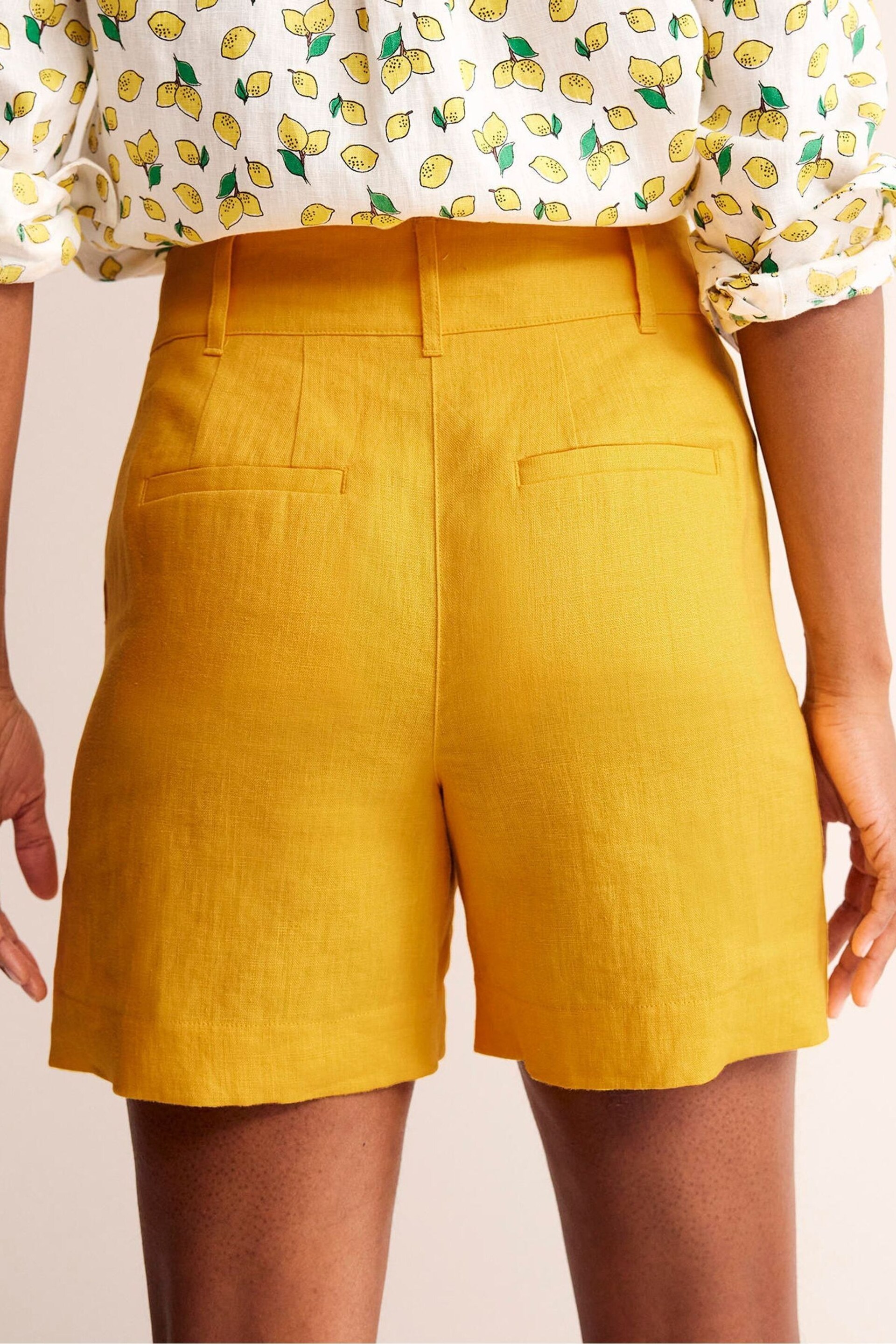 Boden Yellow Petite Westbourne Linen Shorts - Image 3 of 5