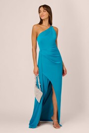Adrianna Papell Blue Stretch Satin Gown - Image 3 of 7