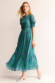 Boden Green Smocked Cuff Maxi Dress - Image 1 of 6