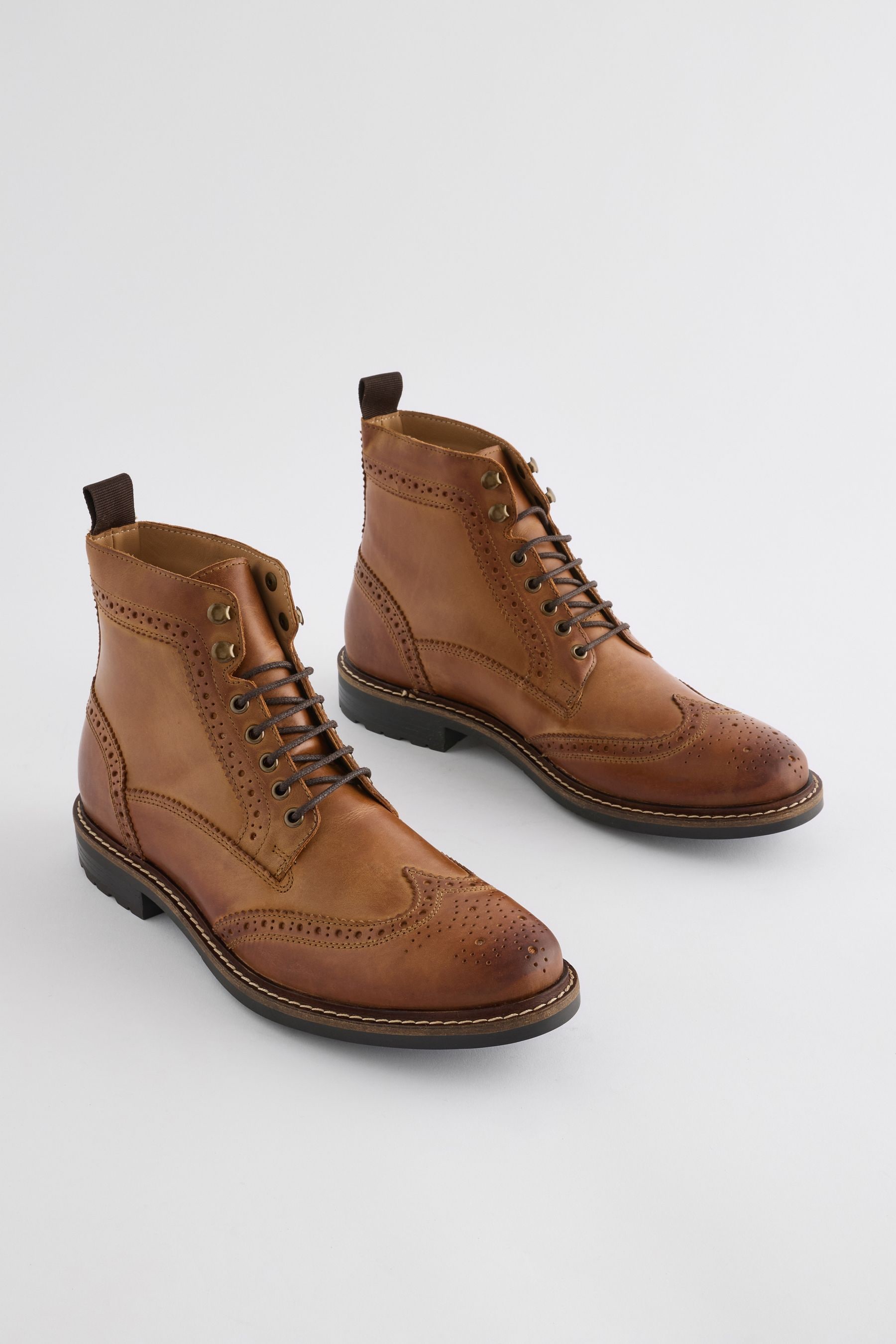 Tan leather brogue boots store