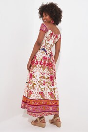 Joe Browns Pink Short Sleeve Border Print Maxi Dress - Image 3 of 7