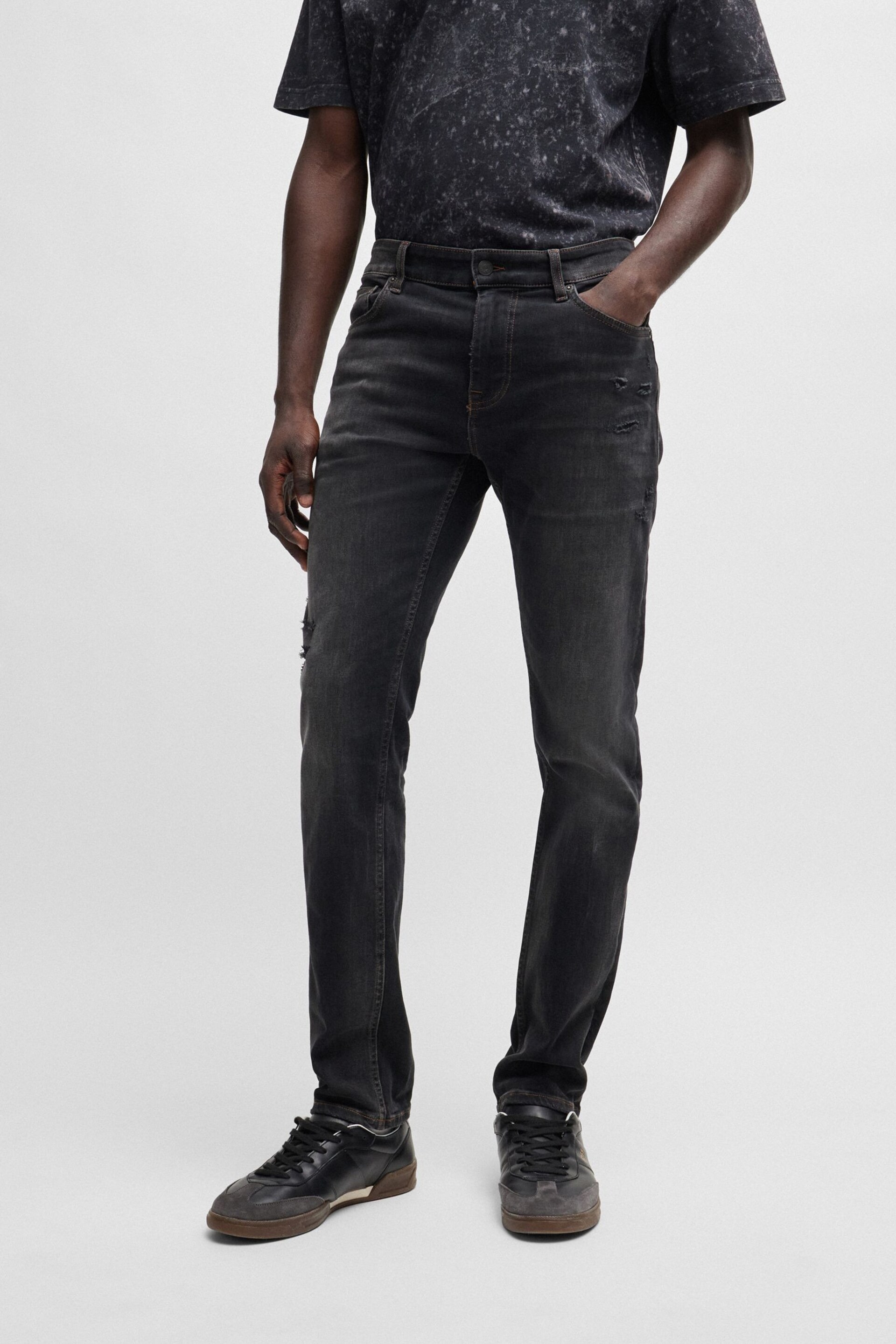 BOSS Grey Light Slim Fit Soft-Motion Denim Jeans - Image 1 of 5