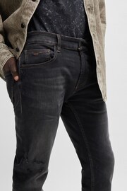 BOSS Grey Light Slim Fit Soft-Motion Denim Jeans - Image 4 of 5