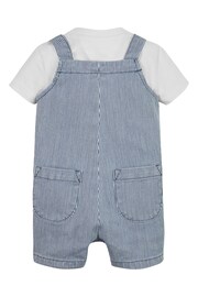 Tommy Hilfiger Baby Blue Striped Dungaree Set - Image 2 of 3