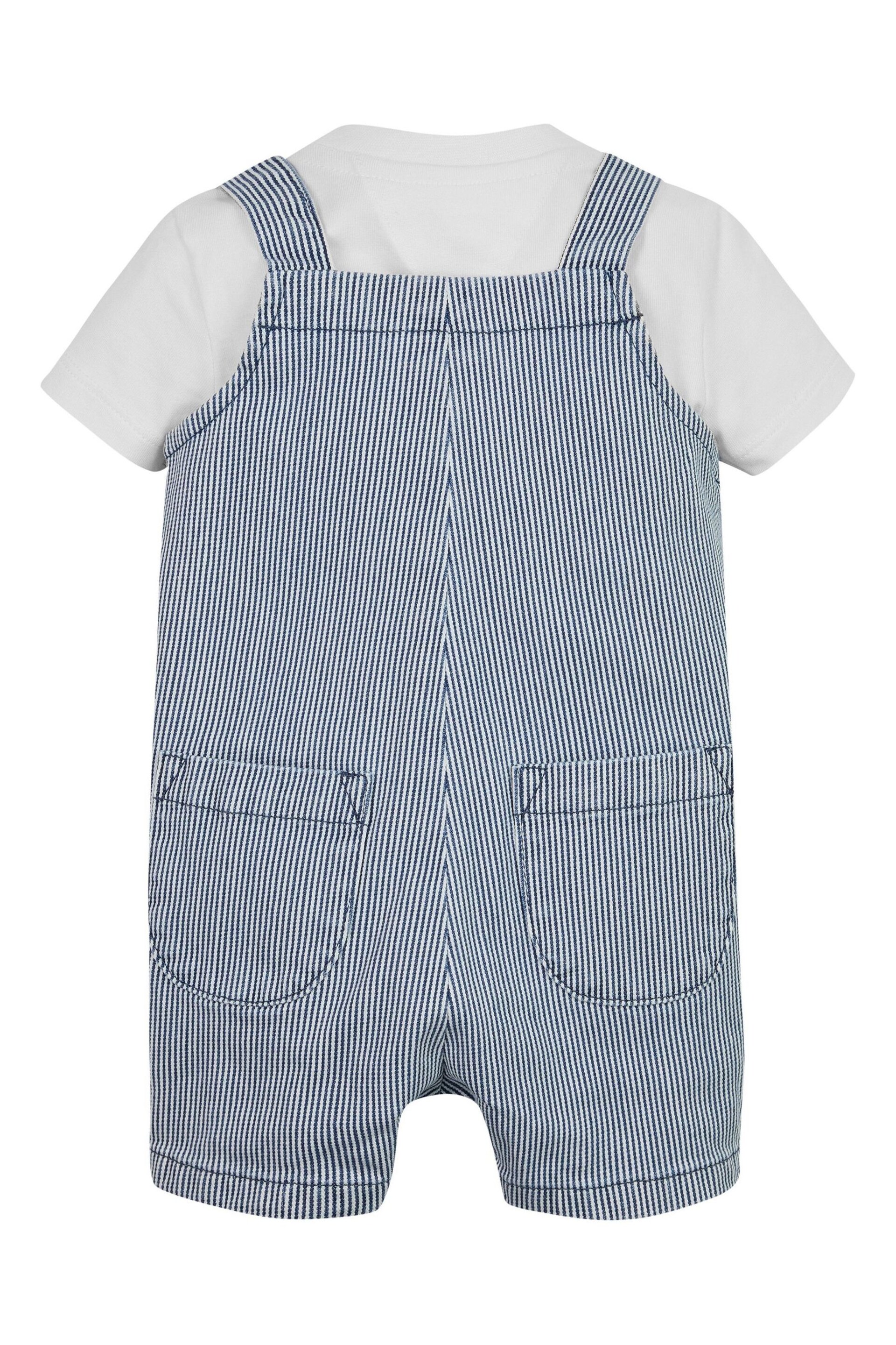 Tommy Hilfiger Baby Blue Striped Dungaree Set - Image 2 of 3