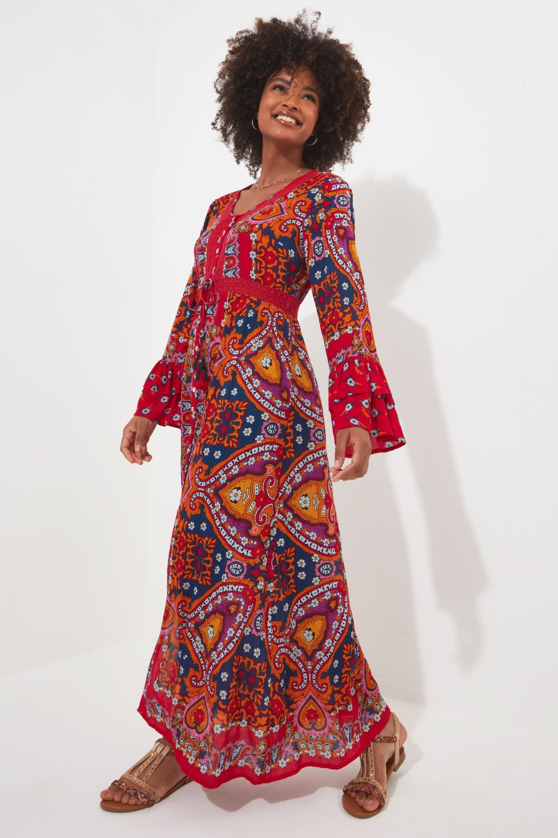 Long red boho dress new arrivals