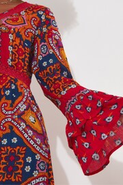 Joe Browns Red Boho Tiered Sleeve Maxi Dress - Image 4 of 5