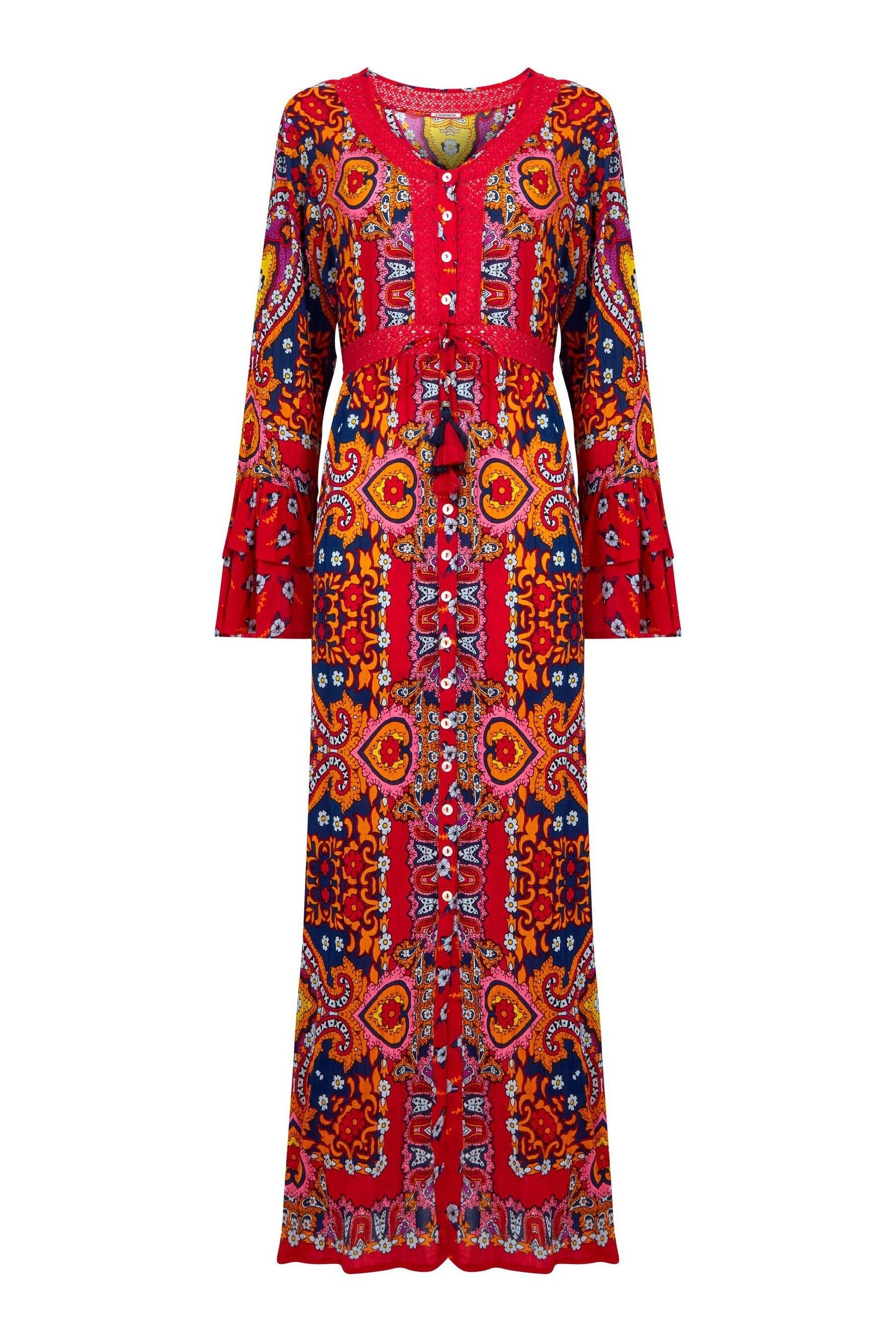 Buy Joe Browns Red Boho Tiered Sleeve Maxi Dress from Next Luxembourg