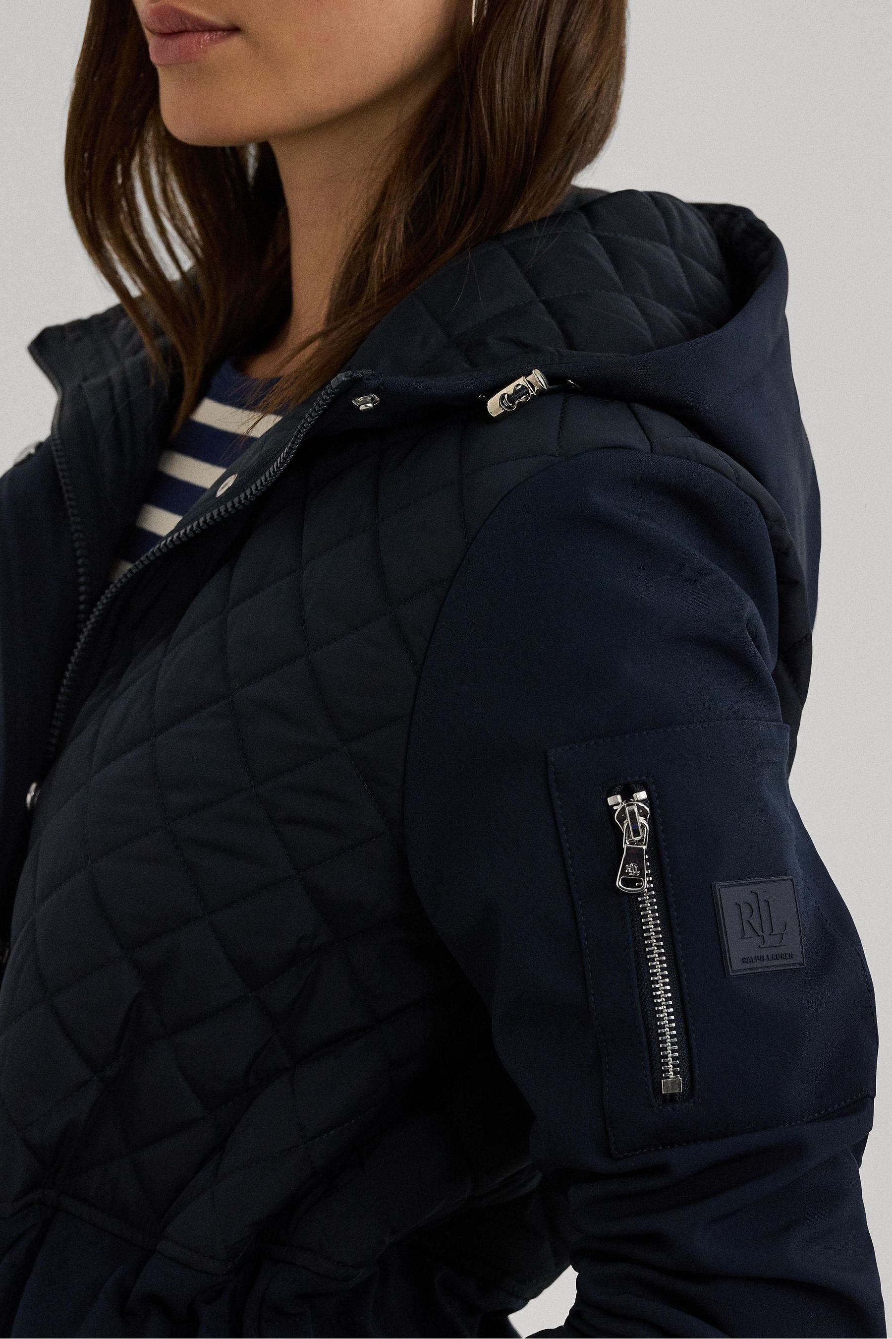 Buy Lauren Ralph Lauren Navy Quilted Detail Soft Shell Hooded Jacket from Next Luxembourg