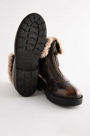 Chestnut Brown Standard/Wide Fit Forever Comfort® Faux Fur Collared Zip Ankle Boots - Image 7 of 10