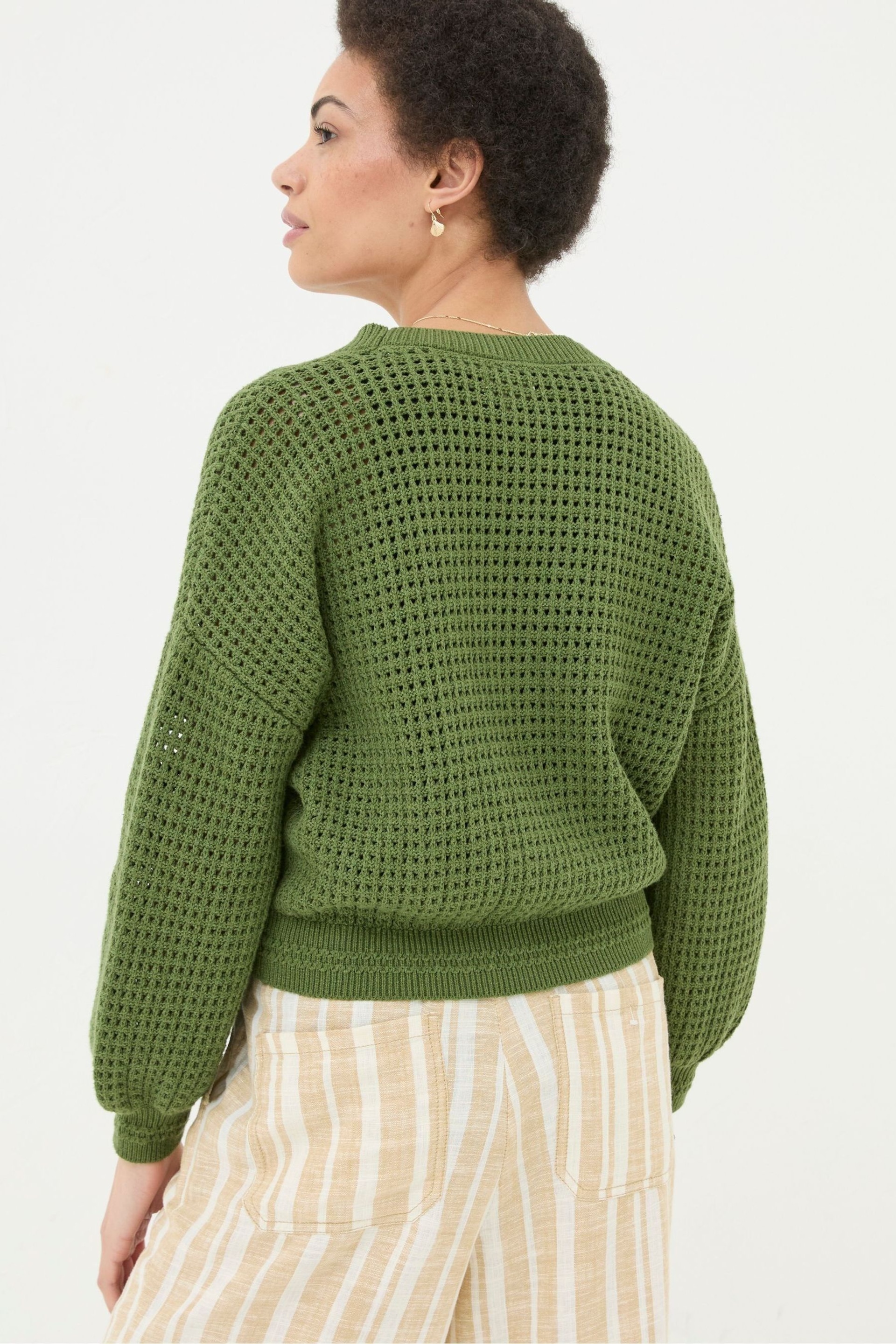 FatFace Green Annie Button Through Cardigan - Image 2 of 5