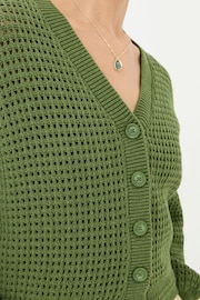 FatFace Green Annie Button Through Cardigan - Image 4 of 5