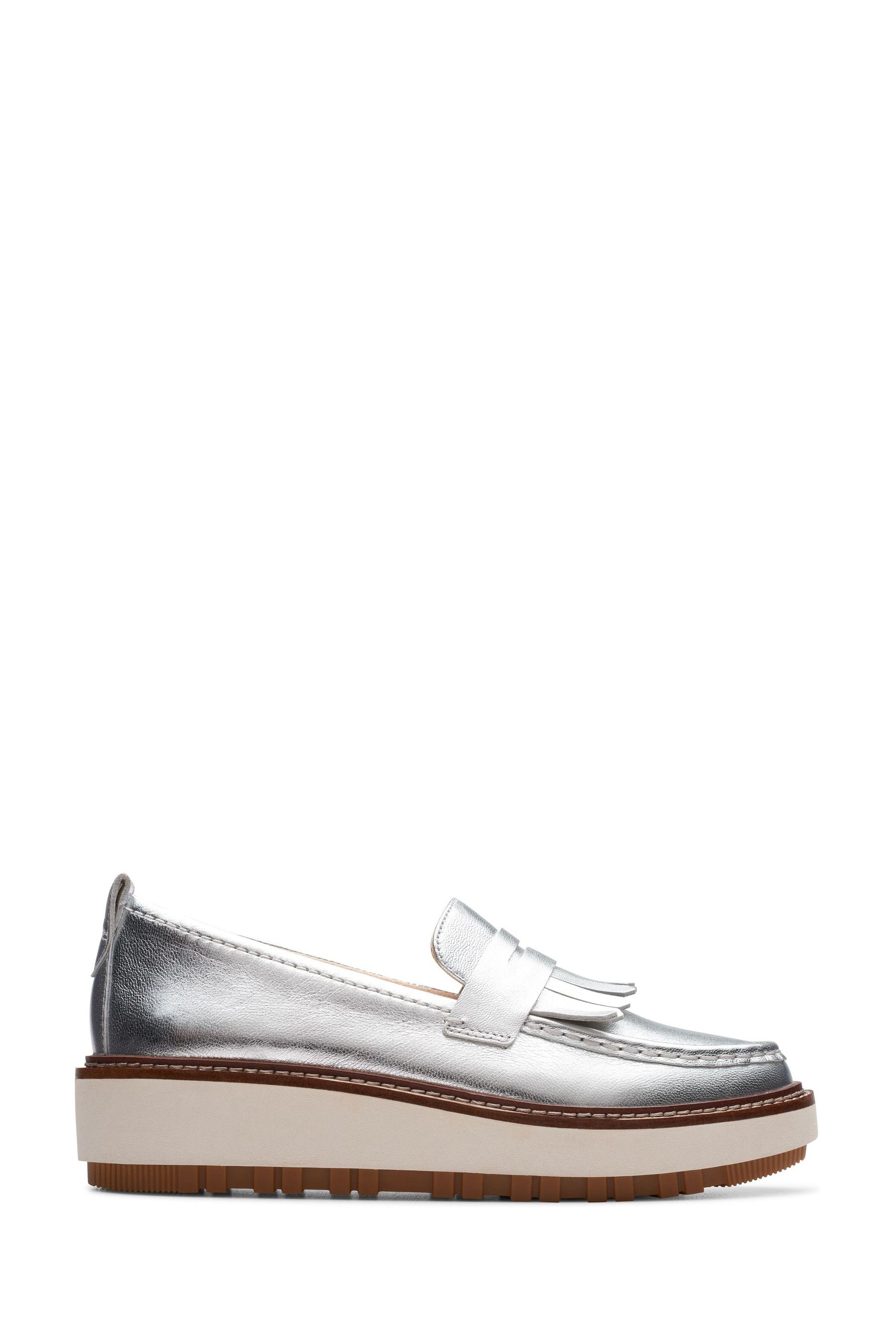 Clarks silver loafers sale