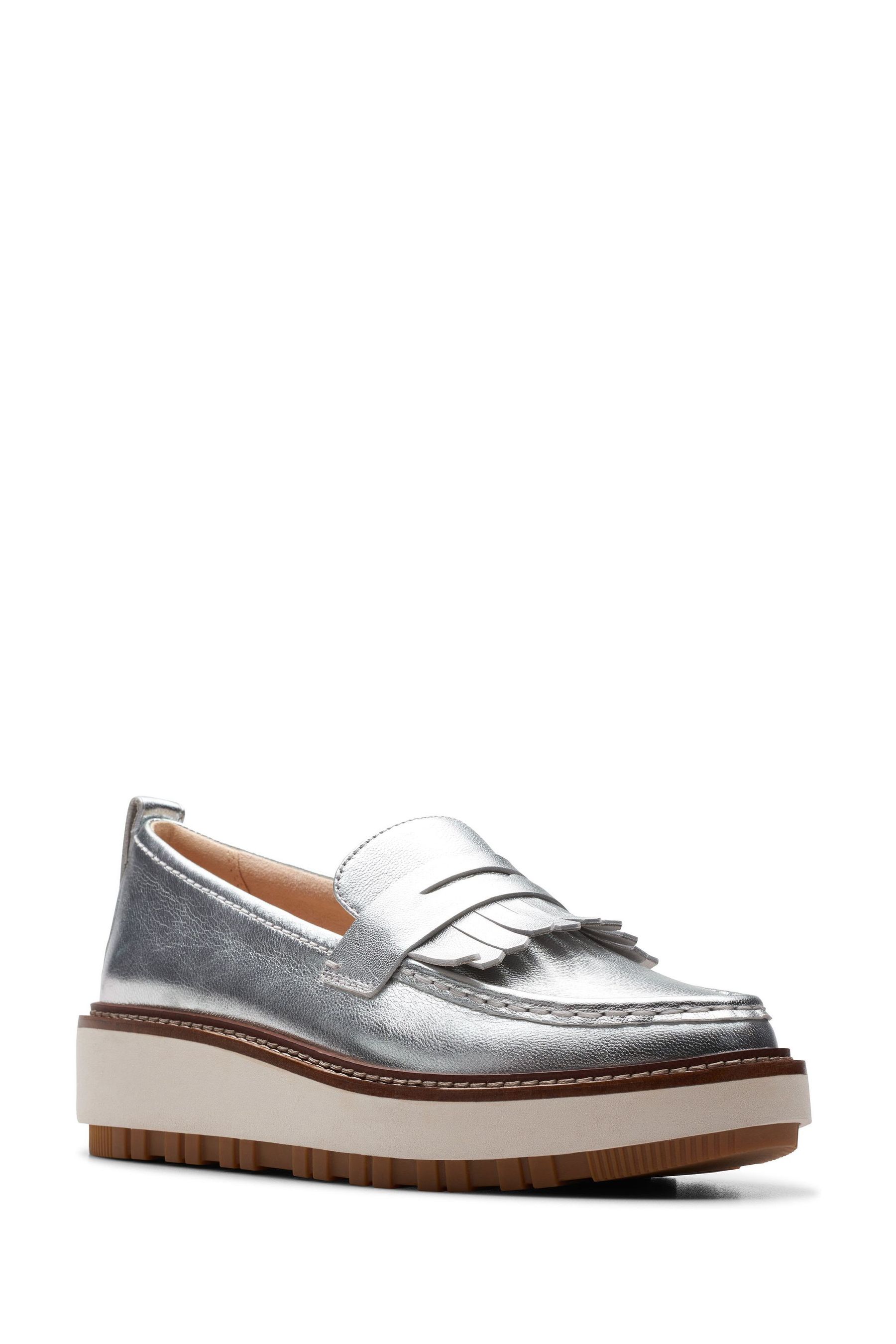 Clarks silver loafers cheap