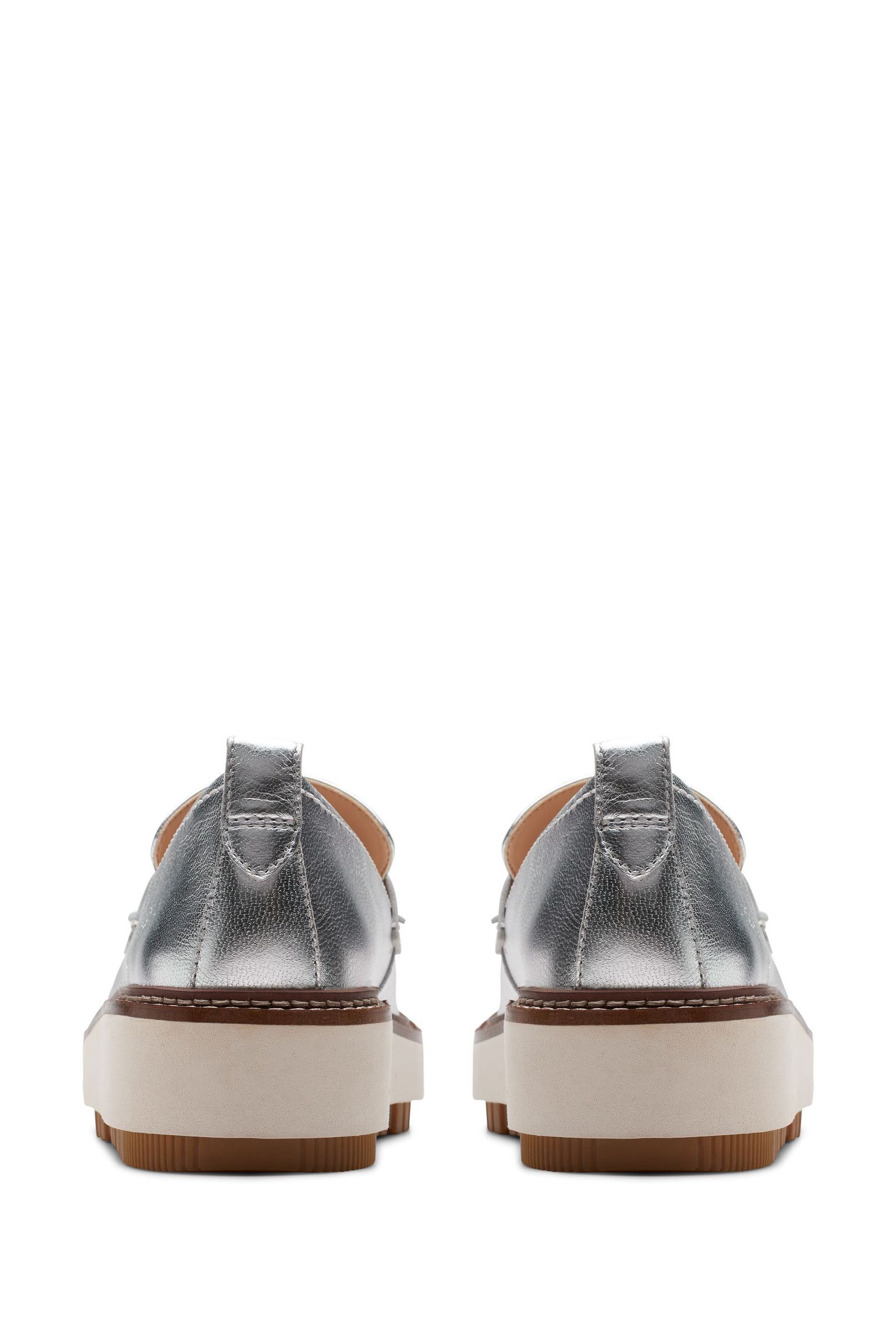 Clarks silver loafers sale