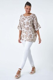 Roman Natural Animal Print Cotton Tunic Top - Image 2 of 5