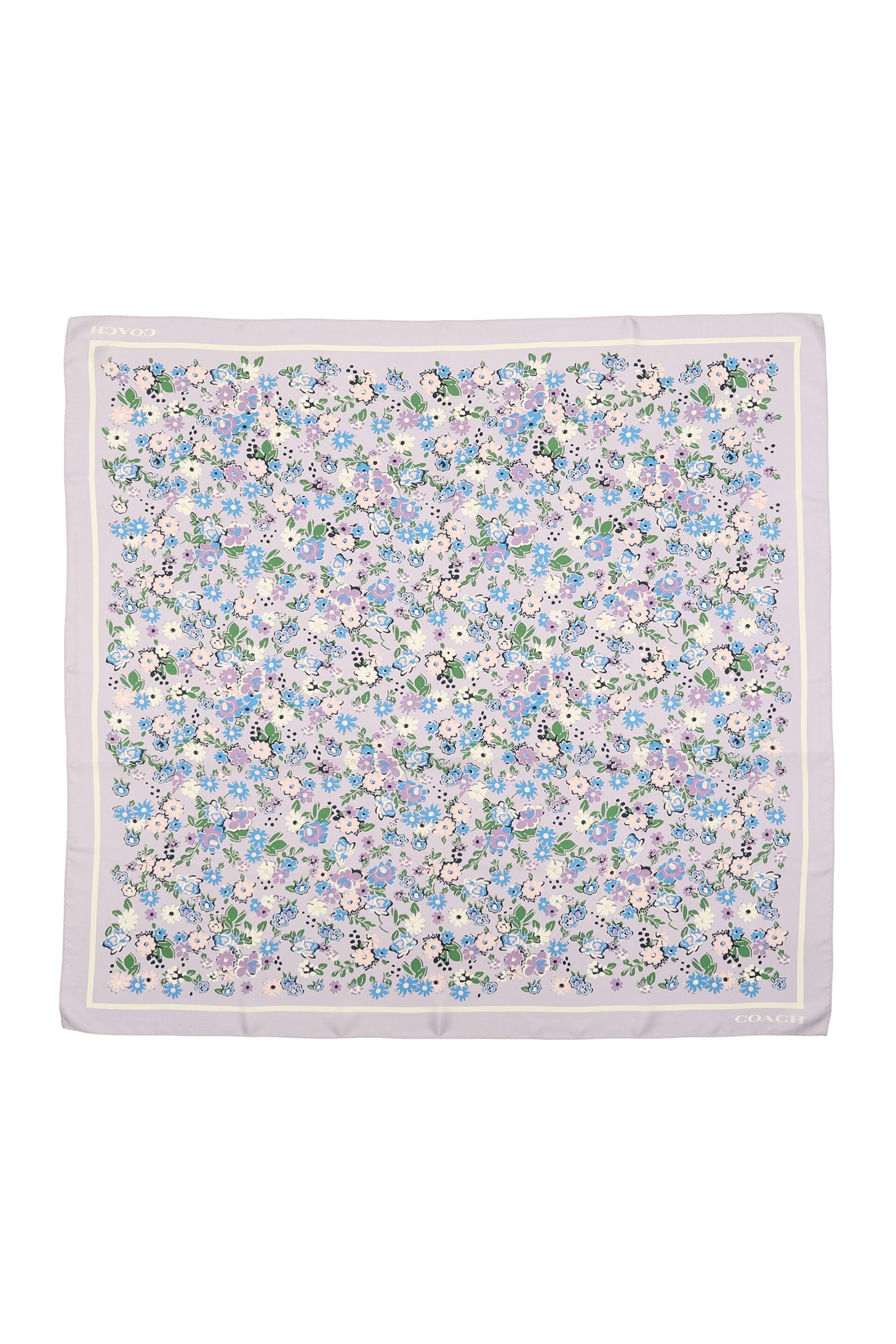 COACH Purple Floral Printed Silk Square Scarve - Image 3 of 4