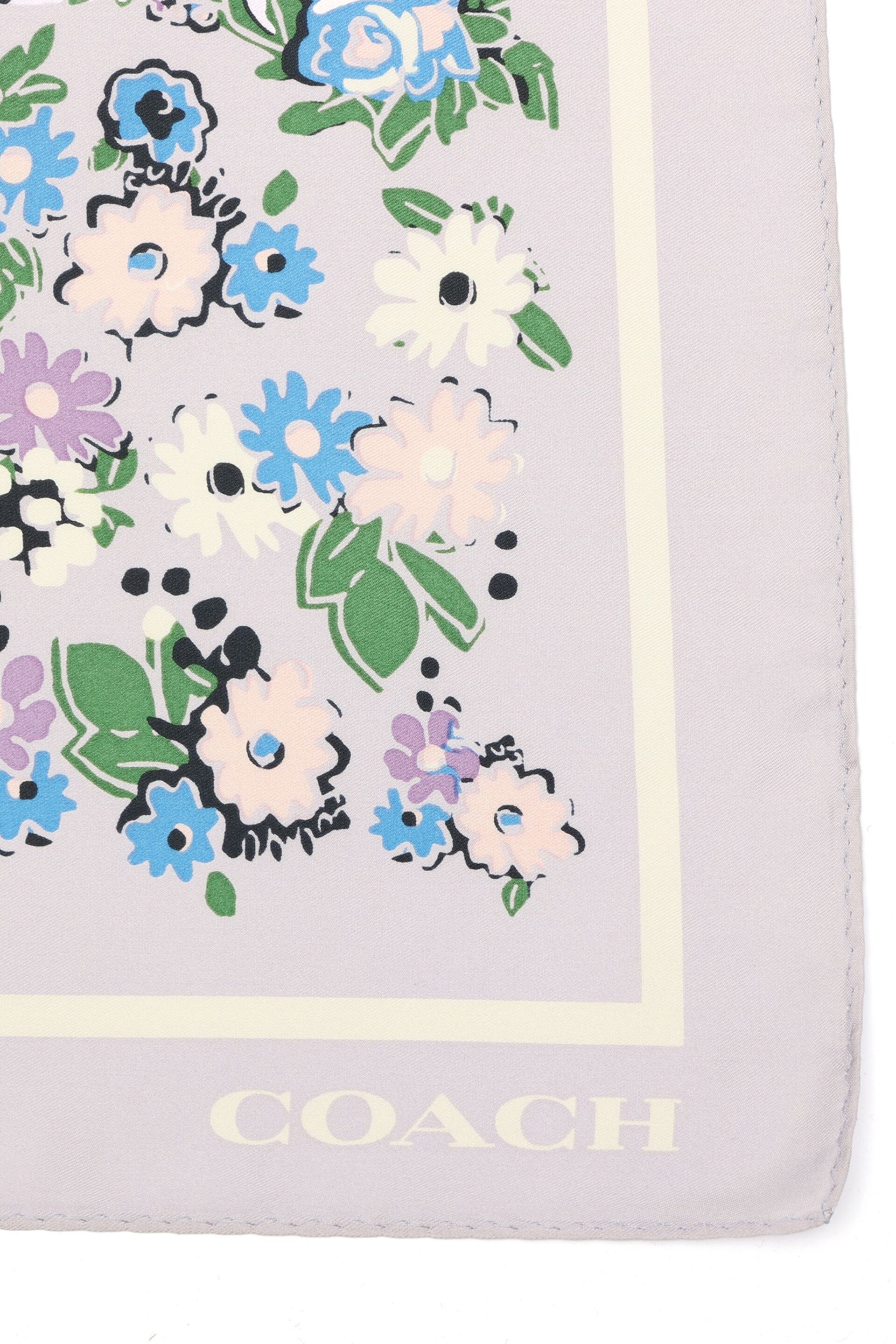 COACH Purple Floral Printed Silk Square Scarve - Image 4 of 4
