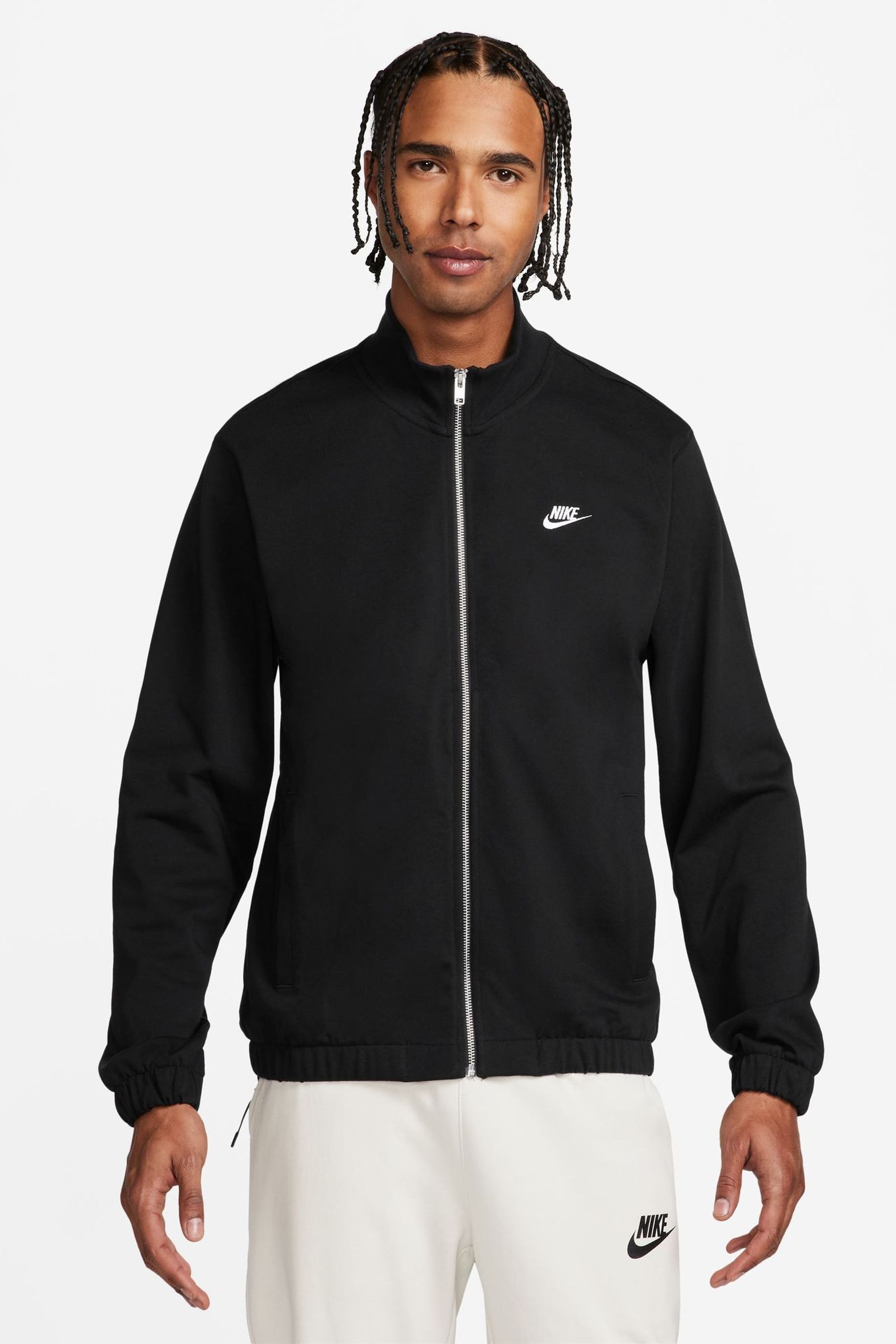 Buy Nike Black Club Knit 100 Cotton Grey Jacket from the Next UK online shop