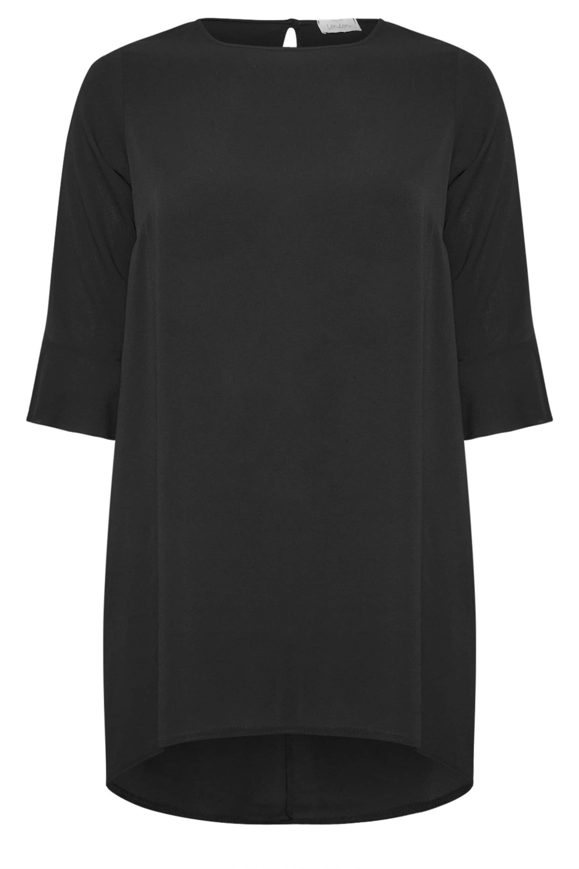 Yours Curve Black Flute Sleeve Tunic - Image 2 of 2