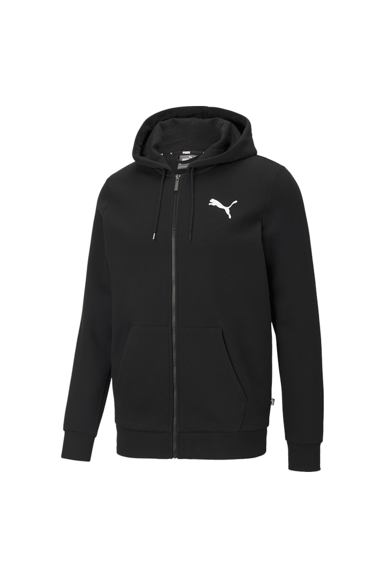 Puma Dark Black Mens Essentials Zip-Up Logo Hoodie - Image 1 of 1