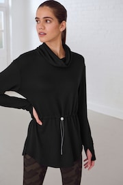 Black Active Cowl Neck Sweat Top - Image 2 of 8