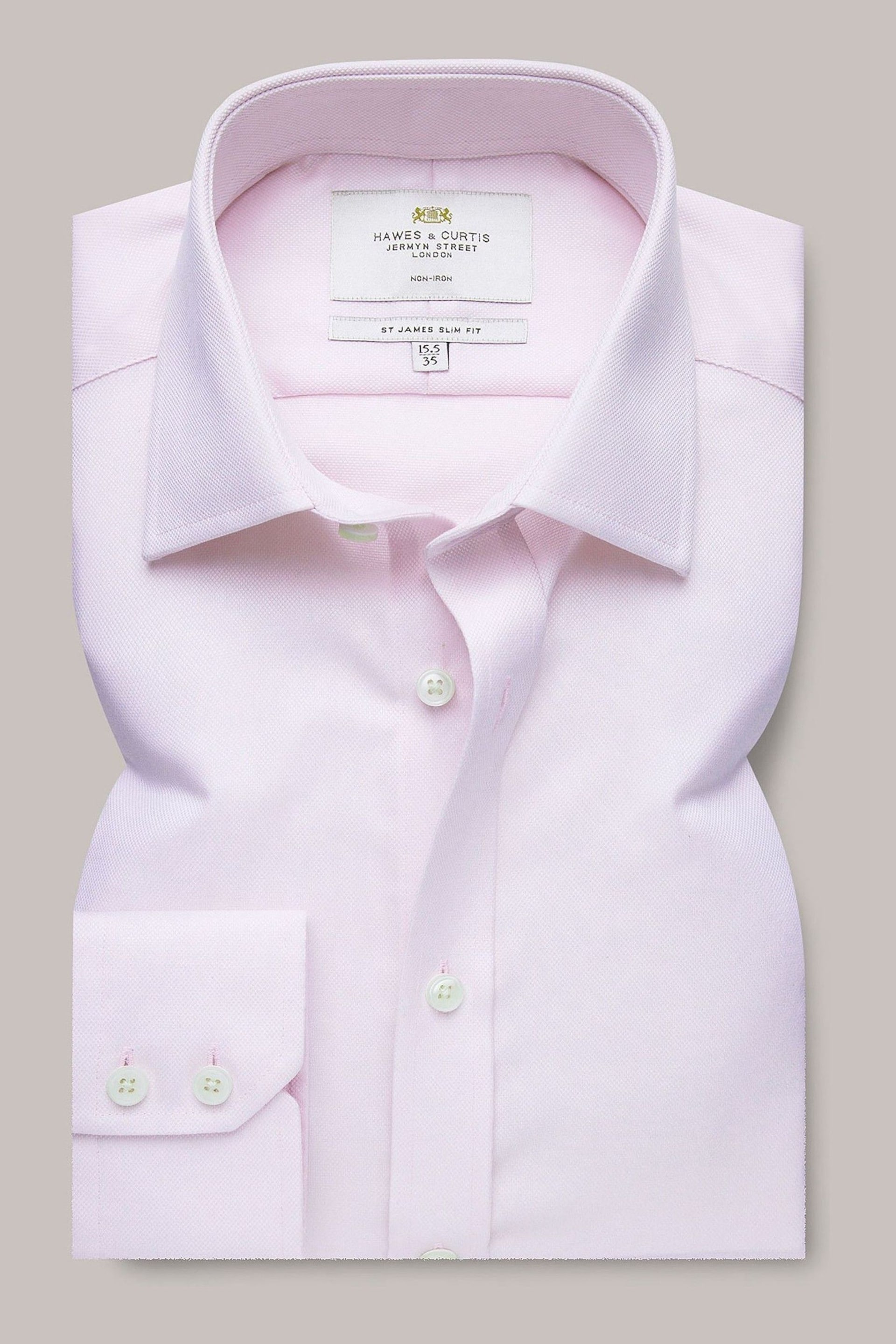 Hawes & Curtis Slim Pink  Non-Iron Pique Shirt - Image 1 of 4