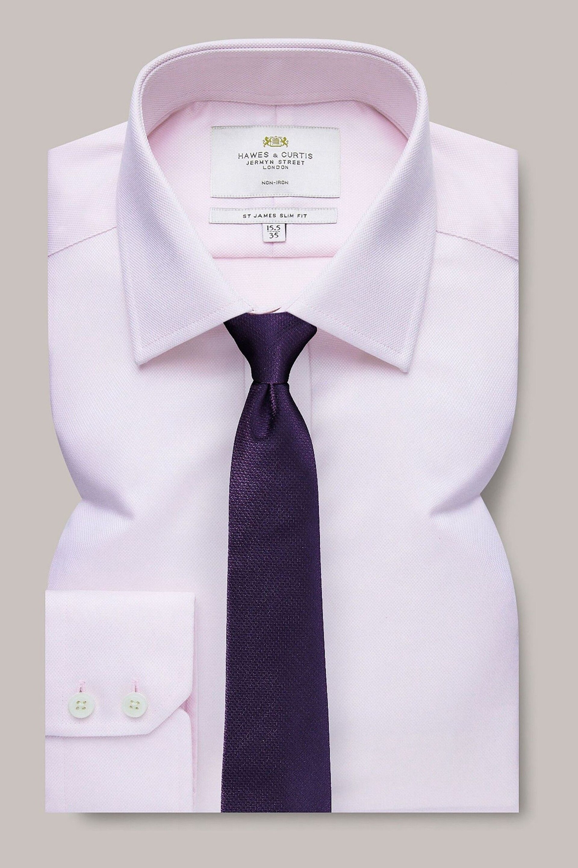 Hawes & Curtis Slim Pink  Non-Iron Pique Shirt - Image 3 of 4