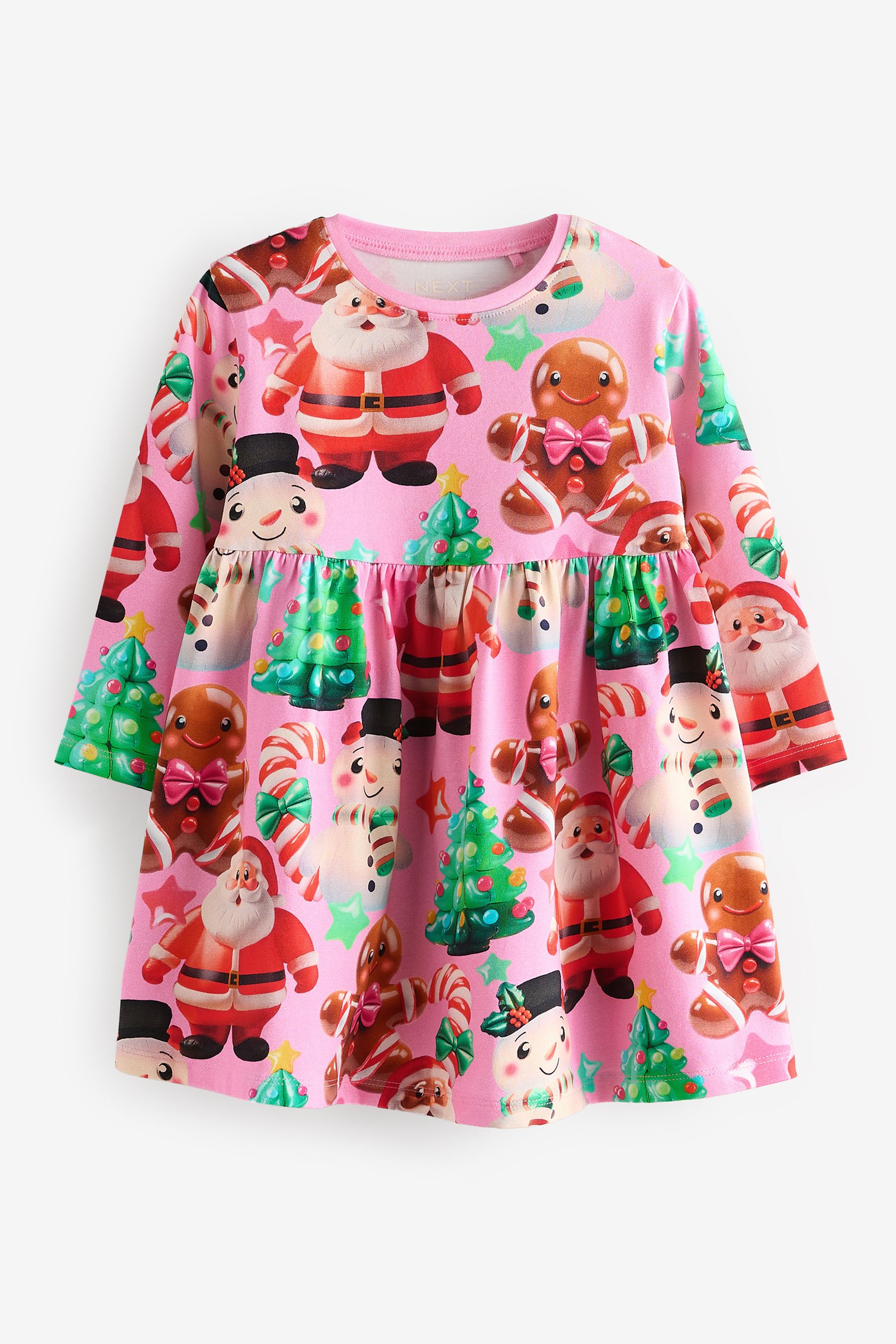 Buy Pink Long Sleeve Jersey Christmas Dress 3mths 7yrs from the Next UK online shop