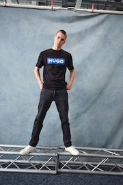 HUGO Blue Large Box Logo T-Shirt - Image 4 of 5