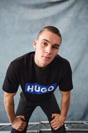 HUGO Blue Large Box Logo T-Shirt - Image 5 of 5