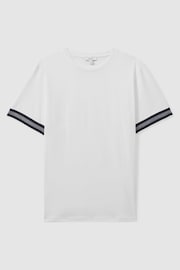 Reiss White Dune Mercerised Cotton Striped T-Shirt - Image 2 of 6