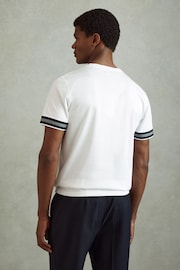 Reiss White Dune Mercerised Cotton Striped T-Shirt - Image 5 of 6