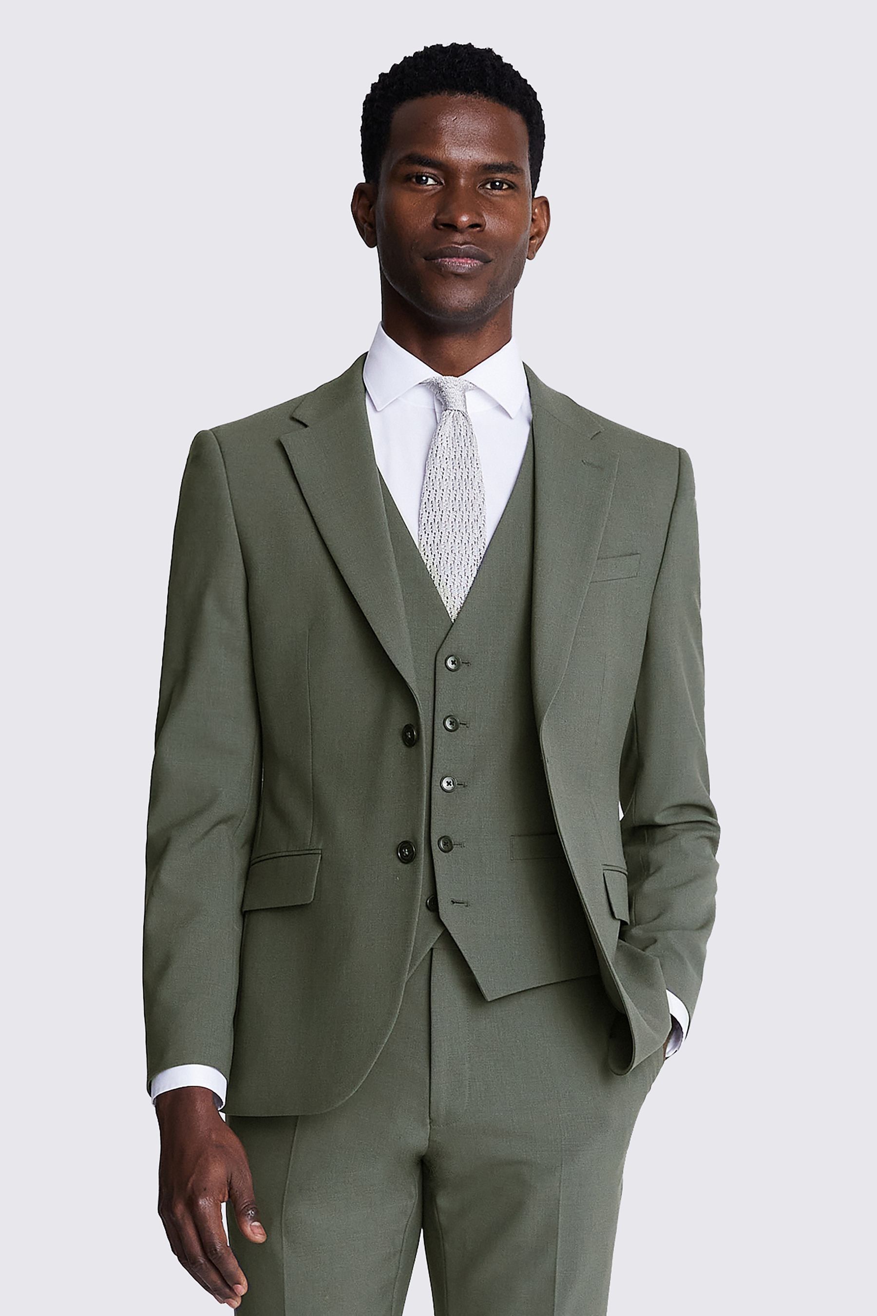 DKNY Sage Green Slim Fit Suit Jacket 34s Mens