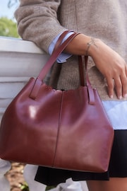 Berry Red Tabitha Simmons Grace Leather Shopper Bag - Image 6 of 11