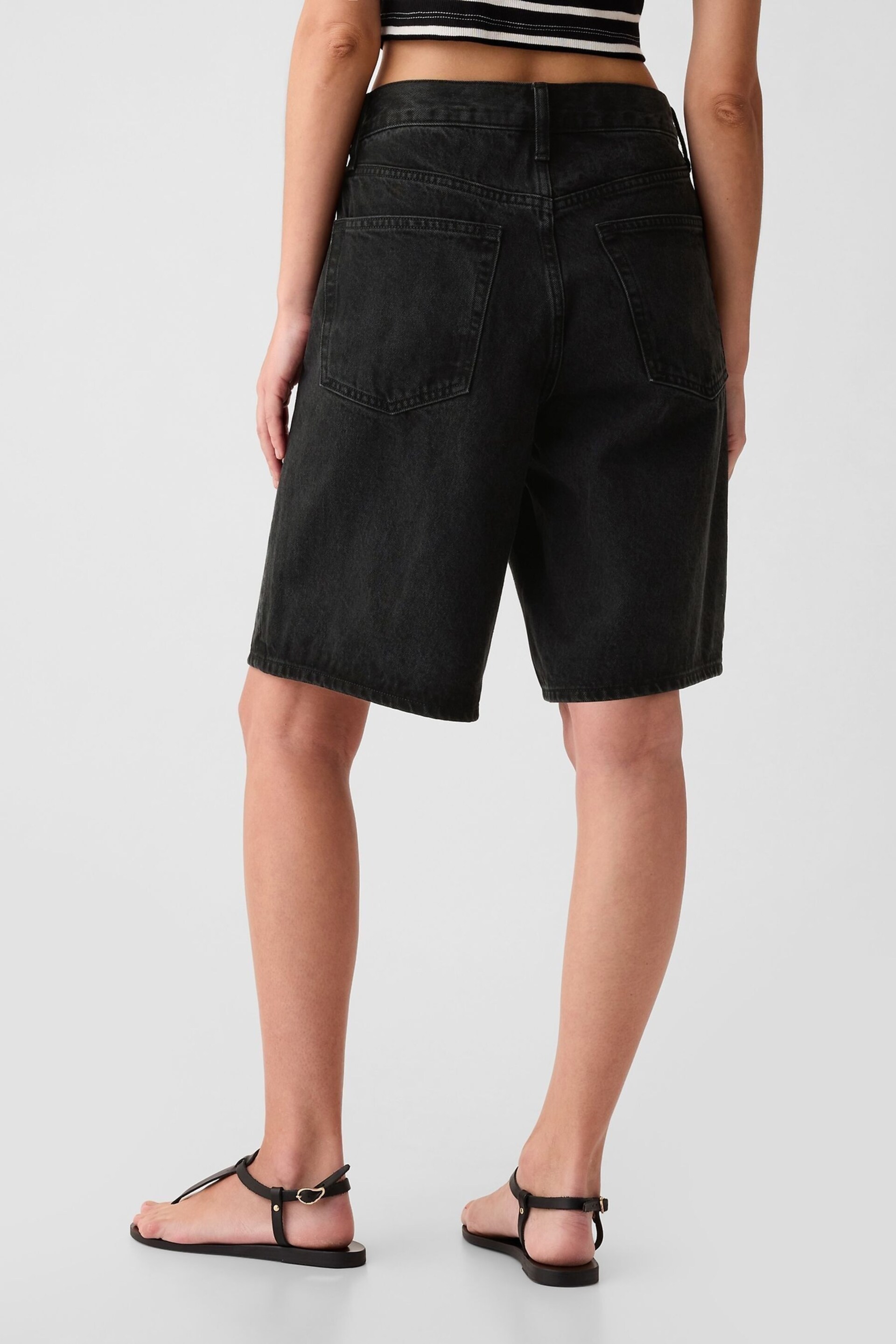 Gap Black Mid Rise Longline Denim Shorts - Image 2 of 5