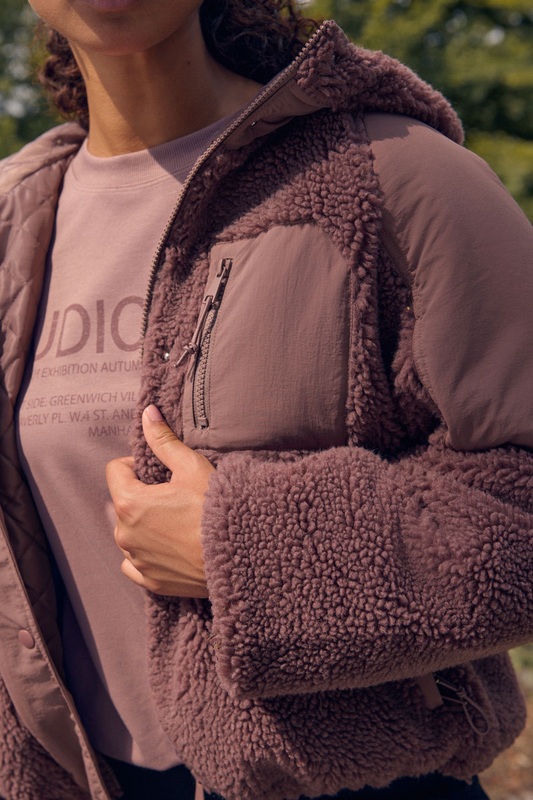 Buy Rose Pink Teddy Borg Jacket from the Next UK online shop