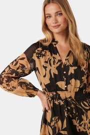 Forever New Brown Aubrey Shirred Waist Mini Dress - Image 5 of 5