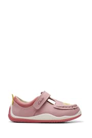 Clarks Pink Wide Fit (G) Lea Noodle Shine T. Shoes - Image 1 of 8