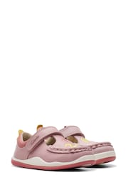 Clarks Pink Wide Fit (G) Lea Noodle Shine T. Shoes - Image 4 of 8