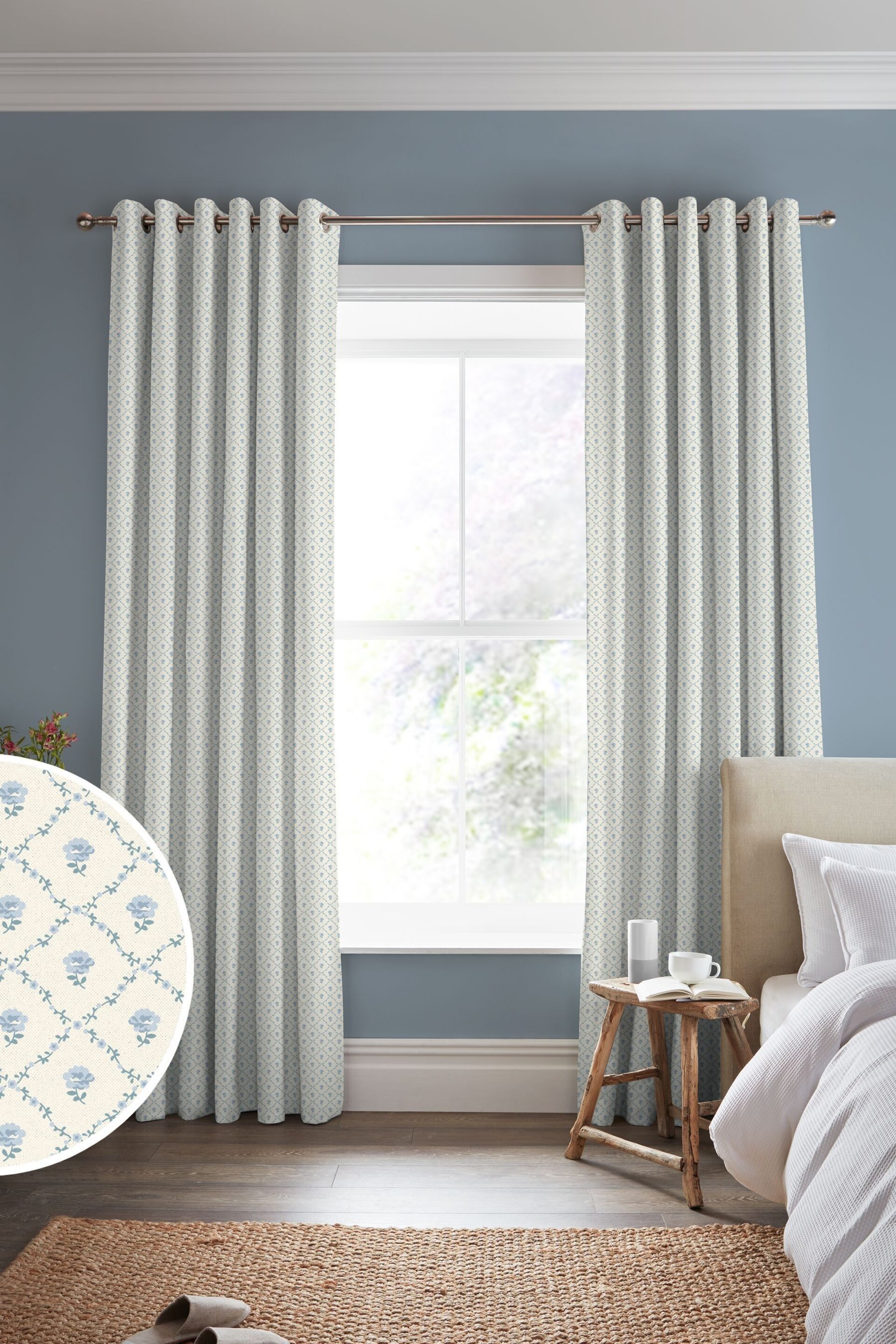 Laura Ashley Pale Seaspray Blue Kate Made to Measure Curtains - Image 1 of 9