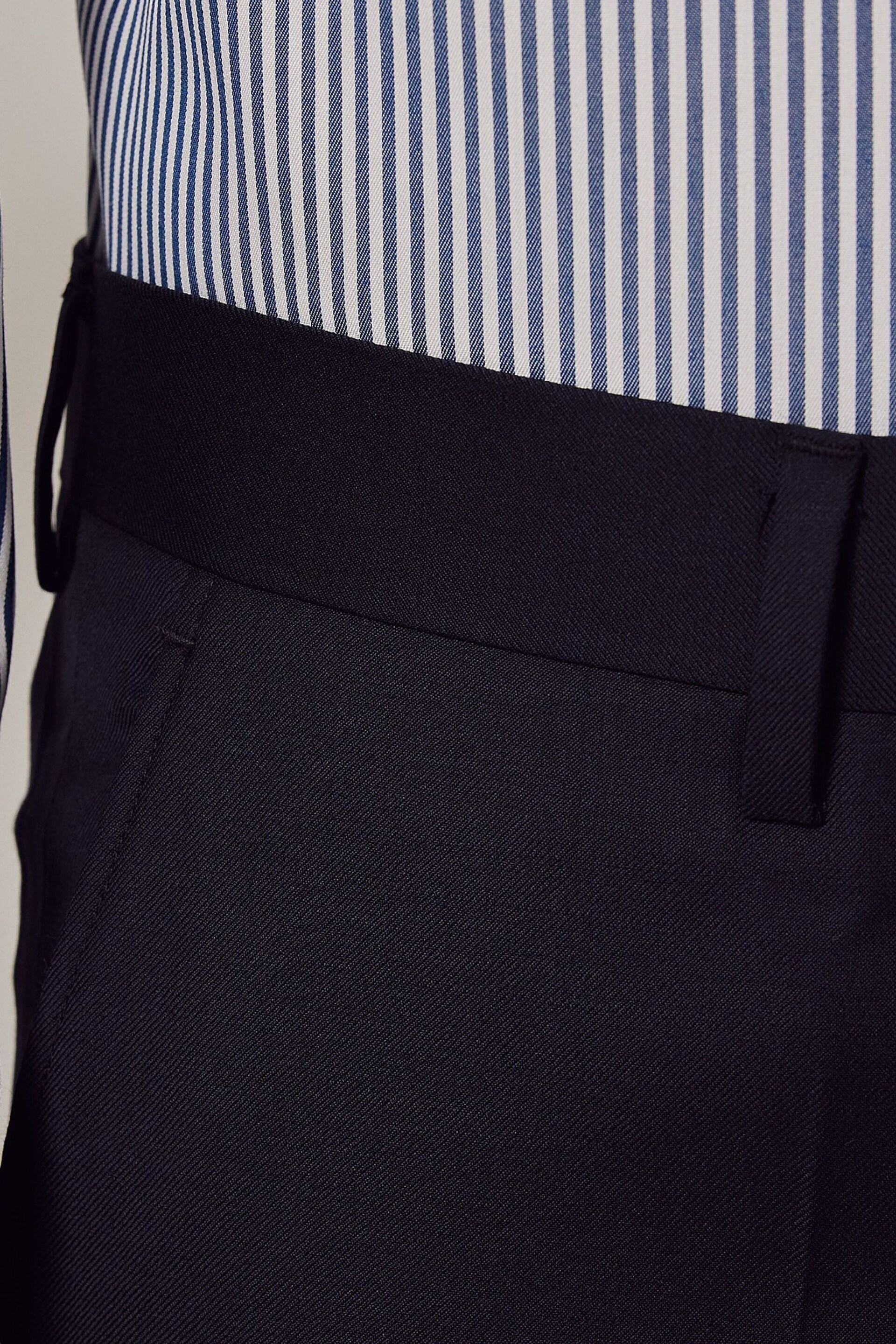 Hawes & Curtis Slim Blue Twill Suit Trousers - Image 2 of 4